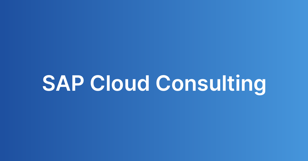 SAP Cloud Consulting