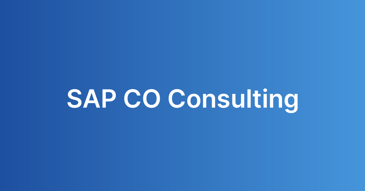 SAP CO Consulting