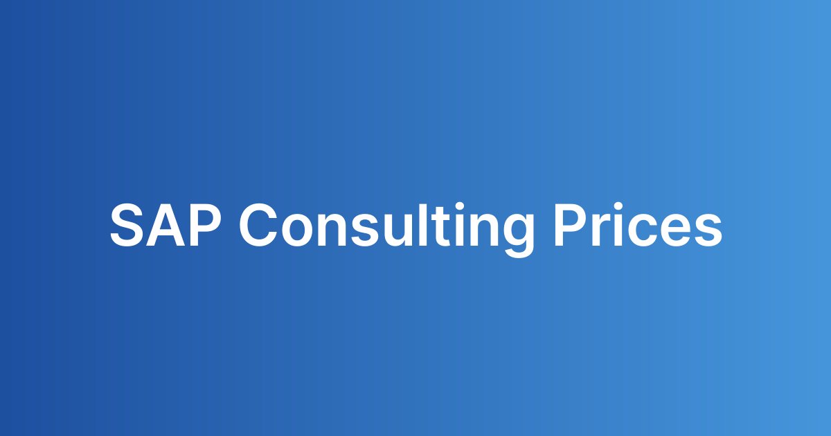 SAP Consulting Prices