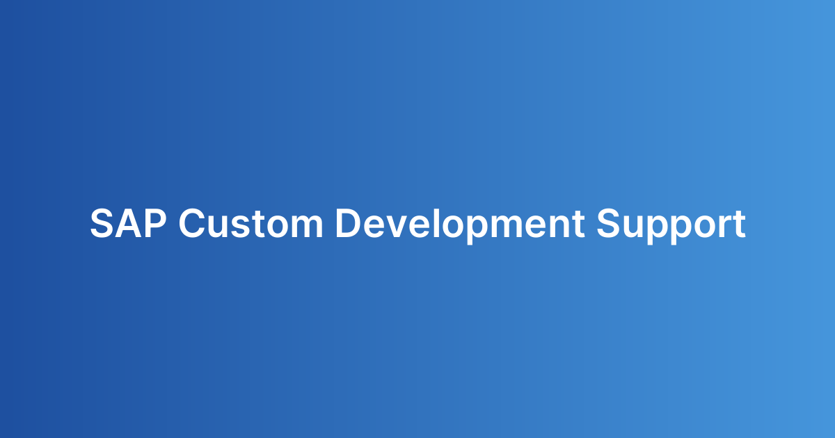 SAP Custom Development Support