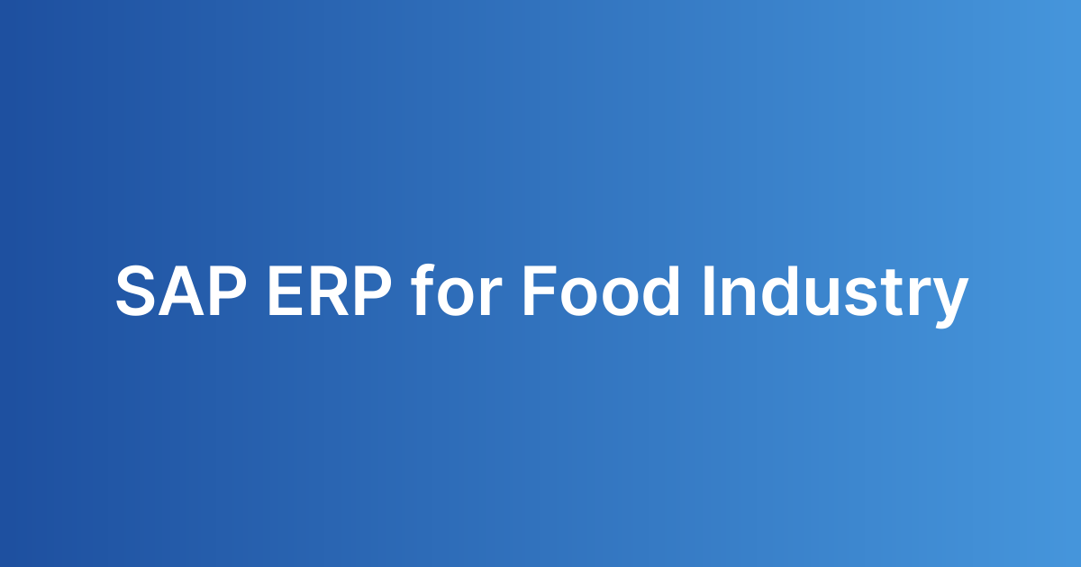 SAP ERP for Food Industry