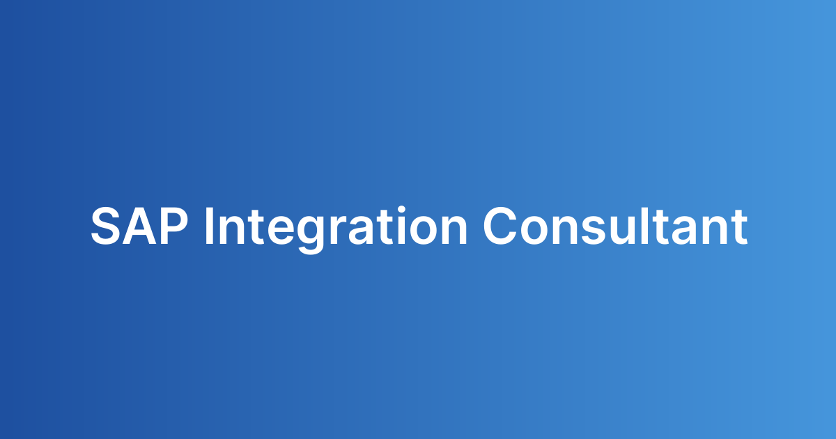SAP Integration Consultant