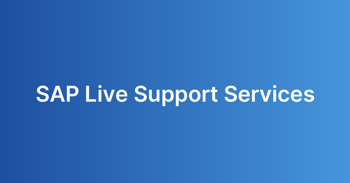 SAP Live Support Services