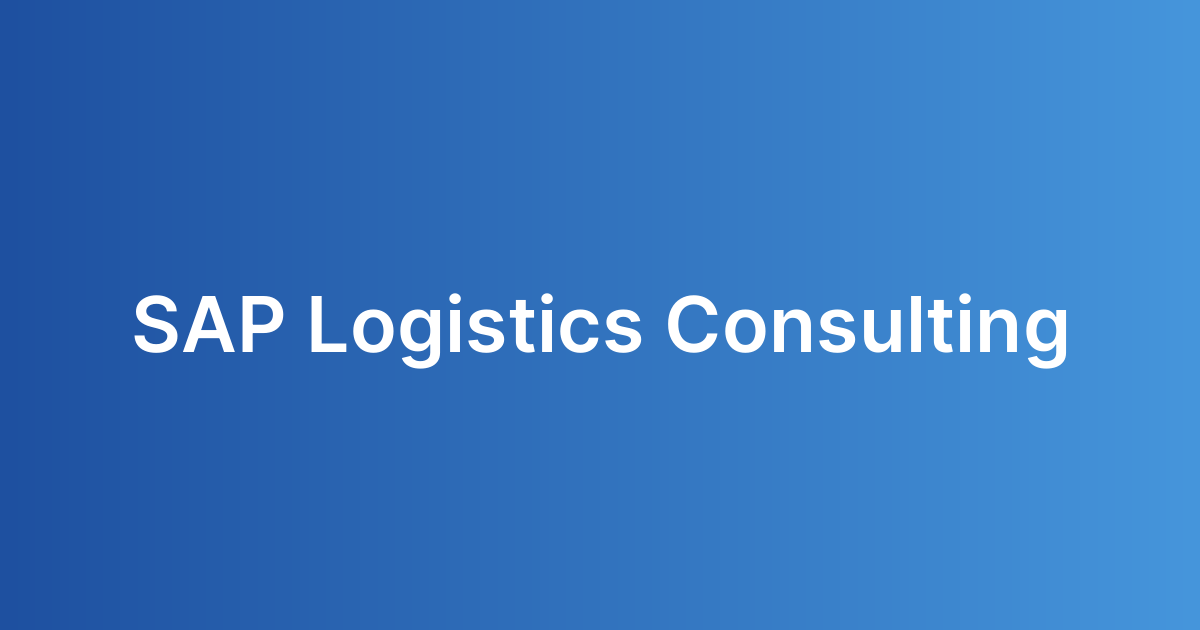 SAP Logistics Consulting