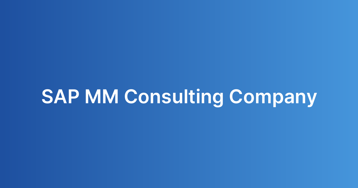 SAP MM Consulting Company