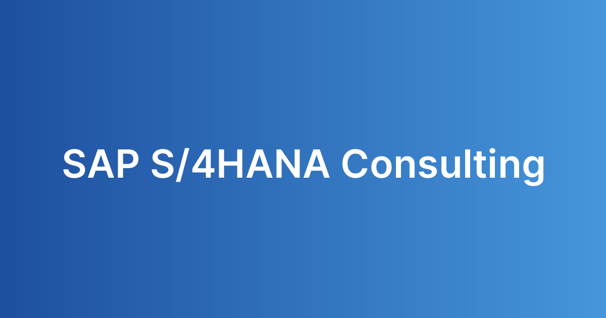 SAP S/4HANA Consulting