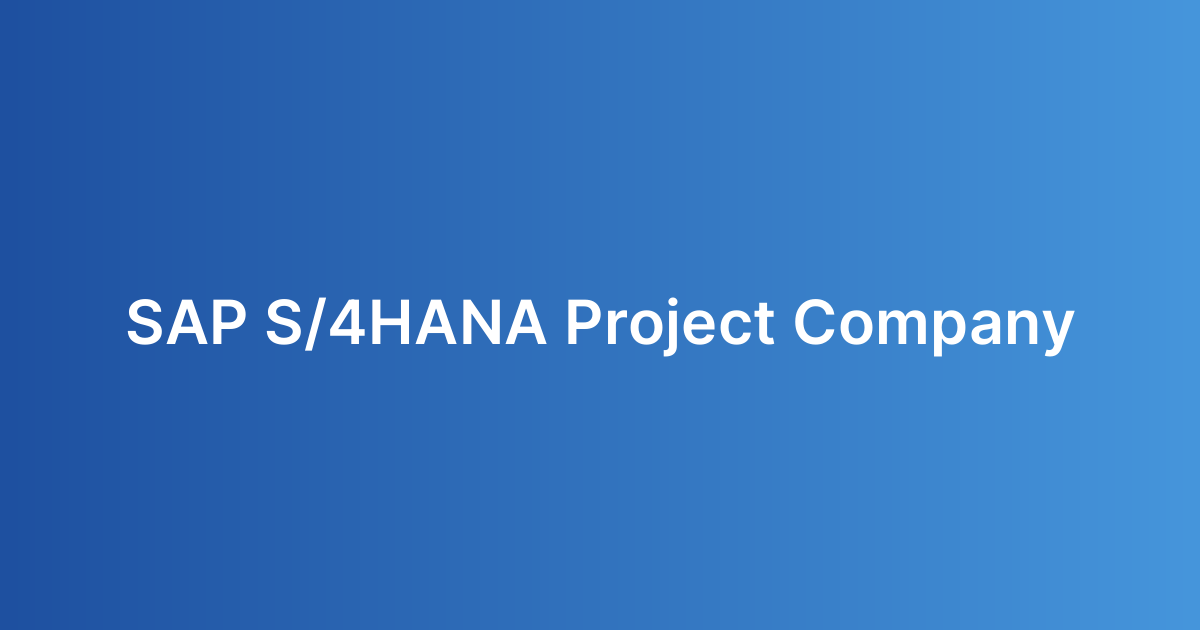 SAP S/4HANA Project Company