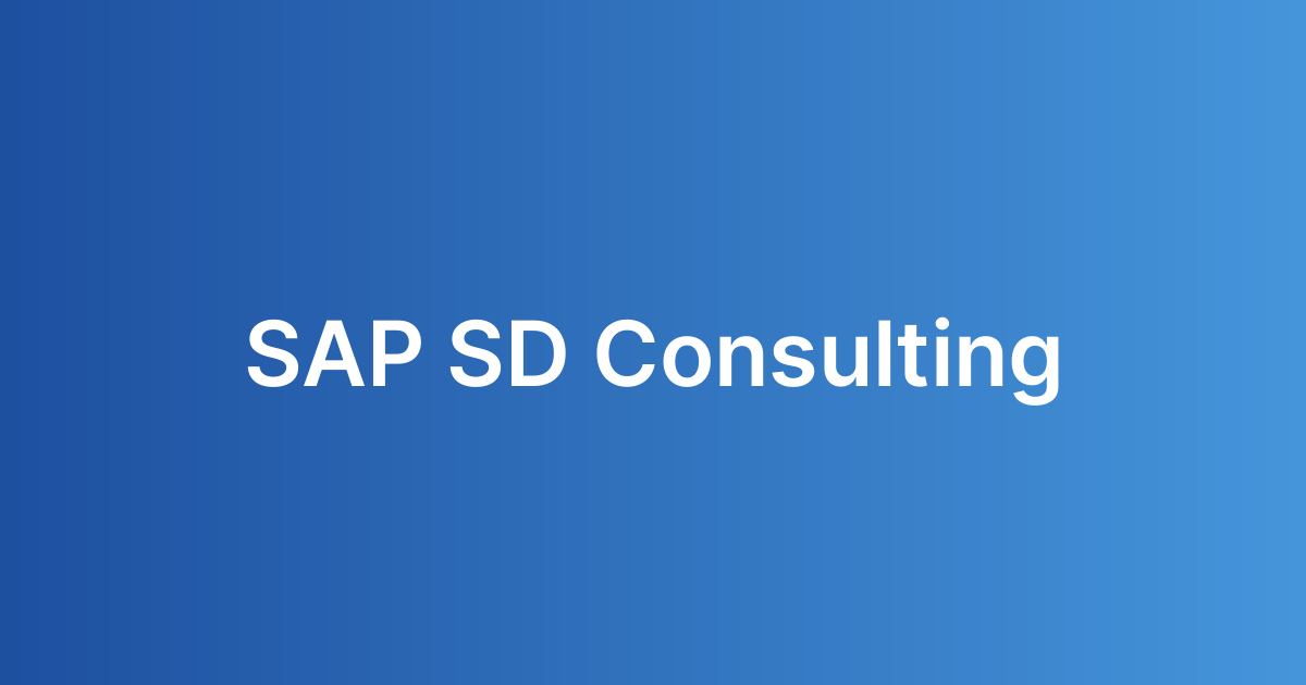 SAP SD Consulting