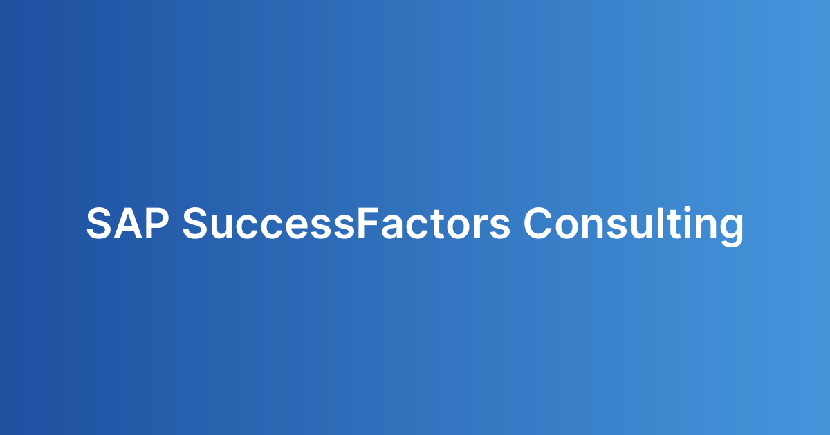 SAP SuccessFactors Consulting