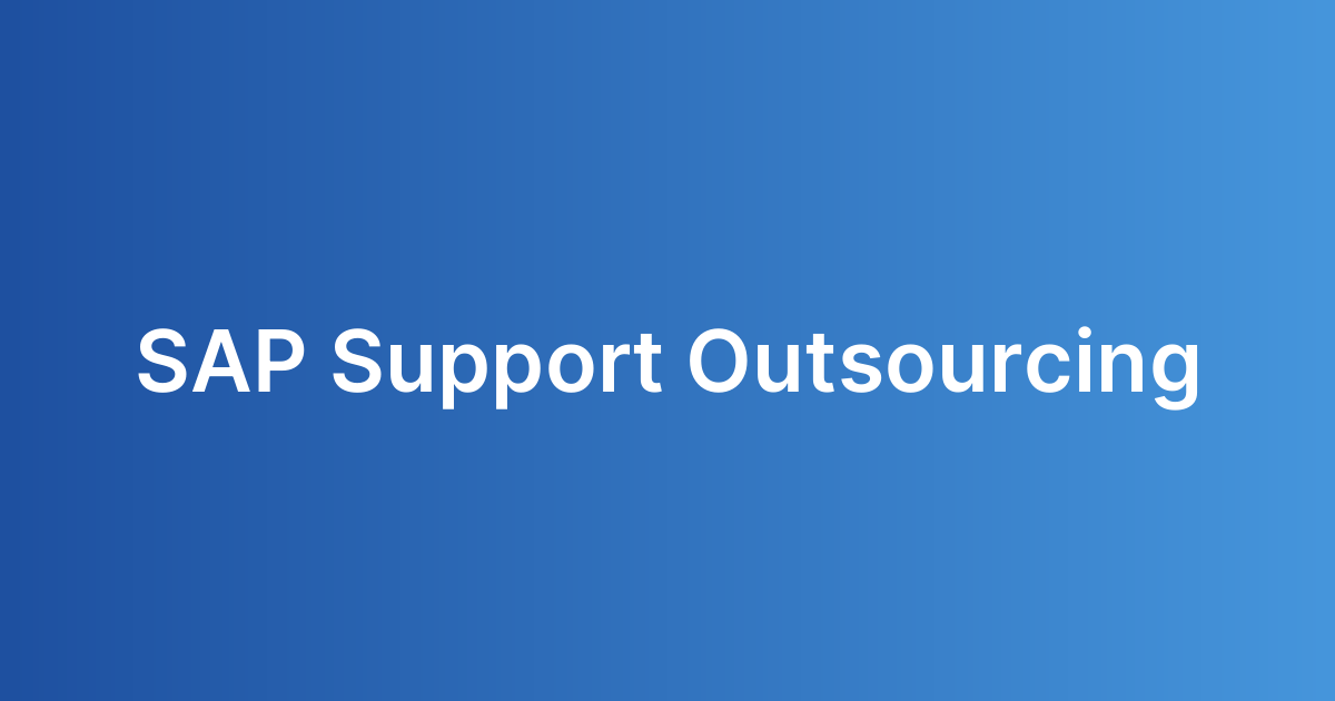 SAP Support Outsourcing