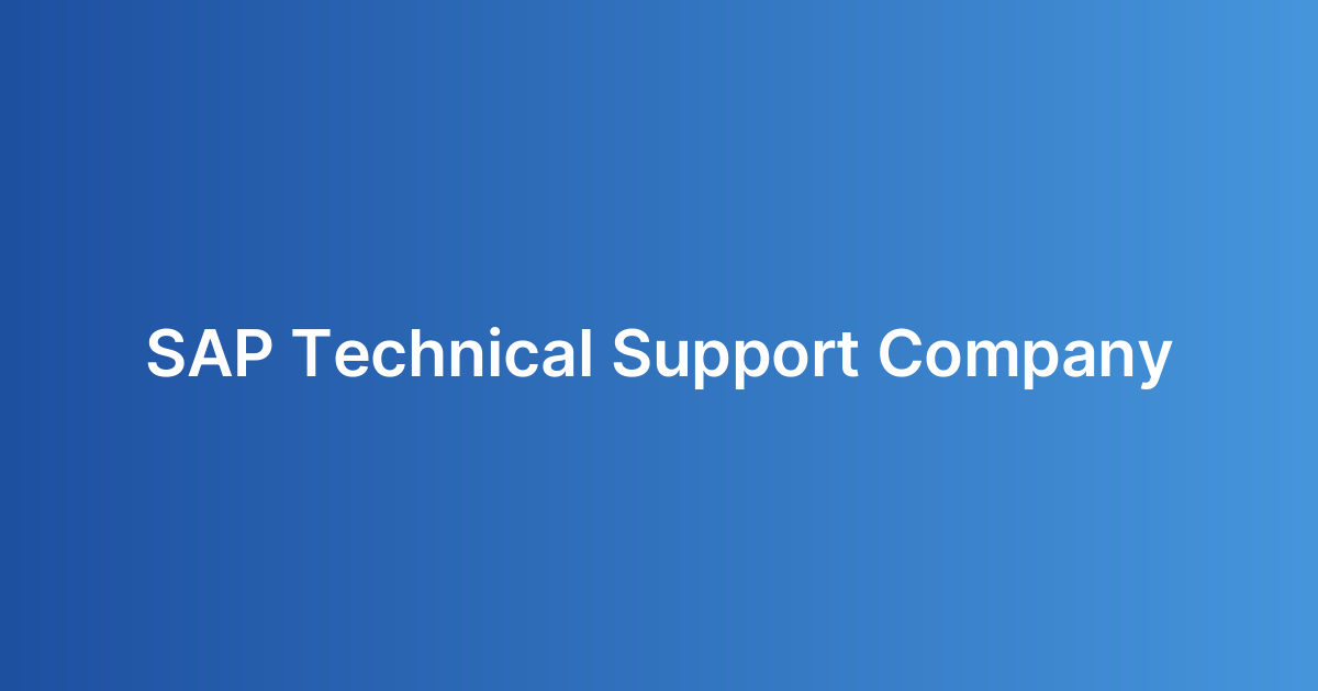 SAP Technical Support Company
