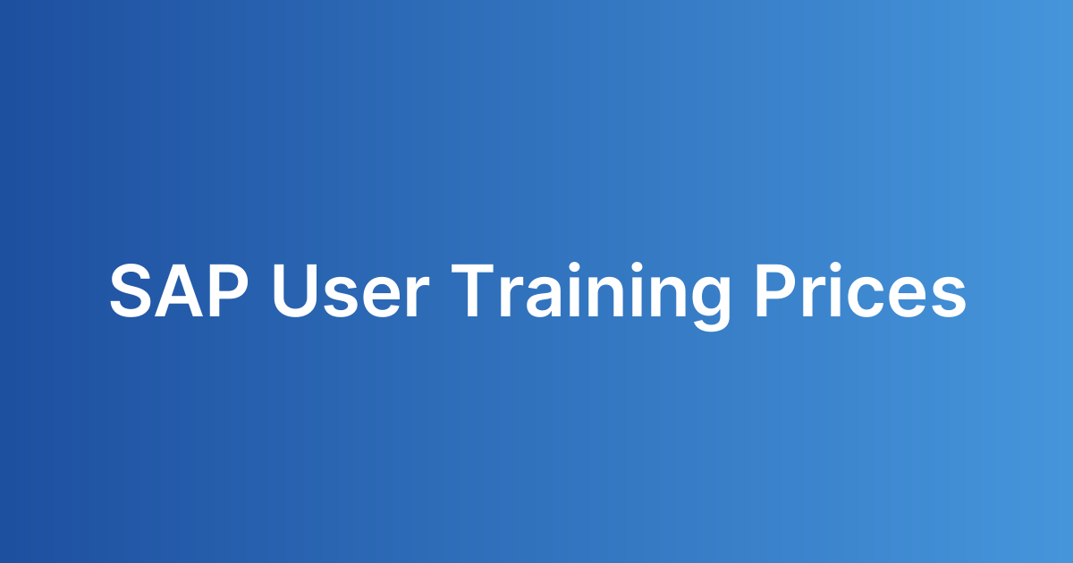 SAP User Training Prices